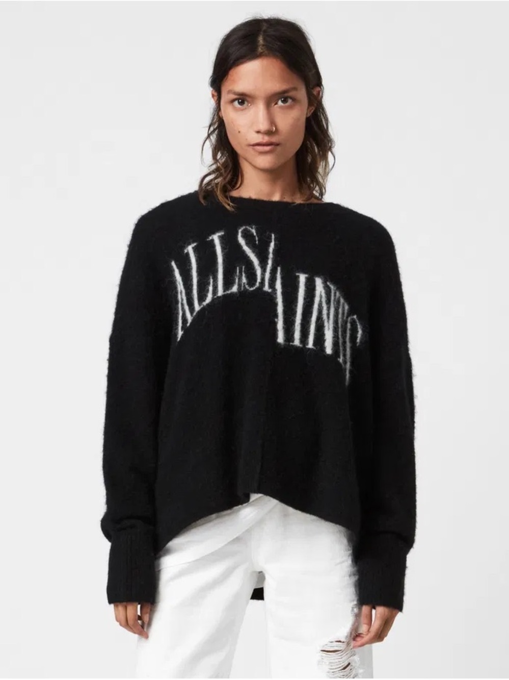 All Saints Split Crew Sweater Black XS